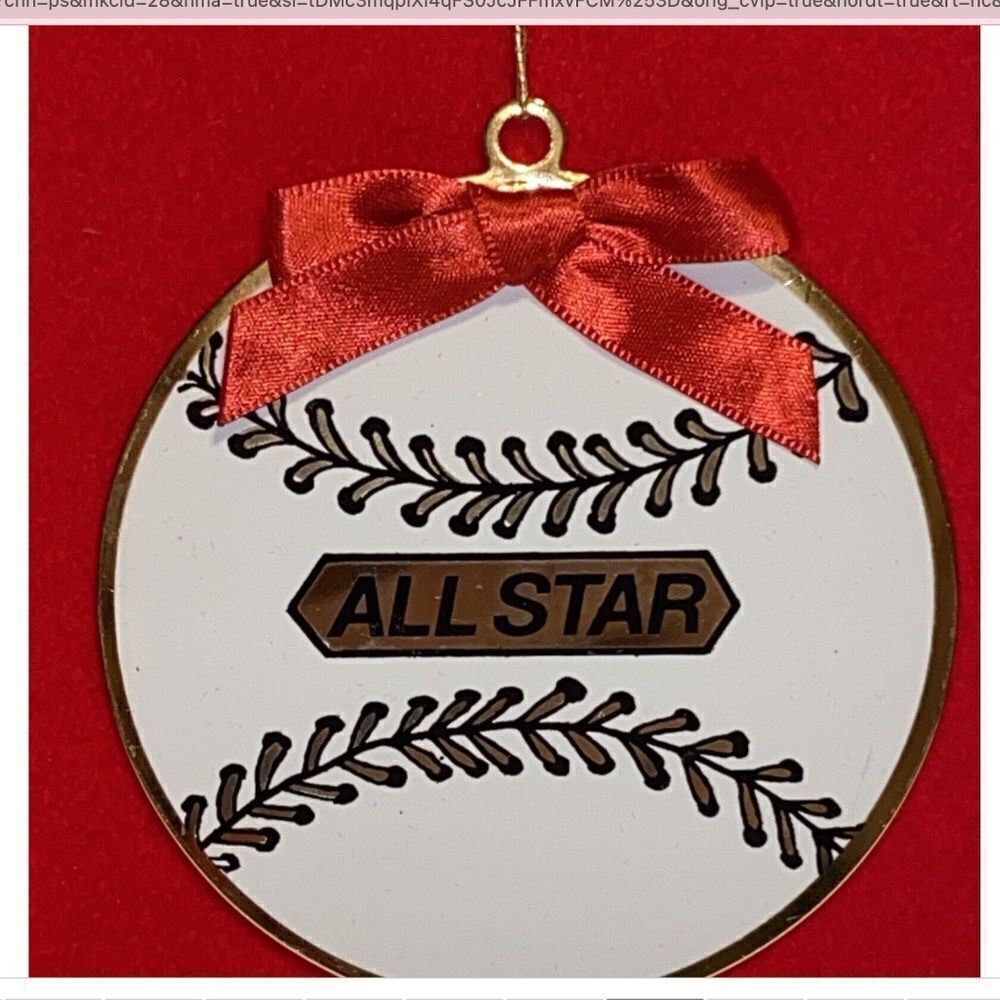 Vintage All Star Baseball Ornament 24 Karat Goldtone Finish Gloria Duchin NEW